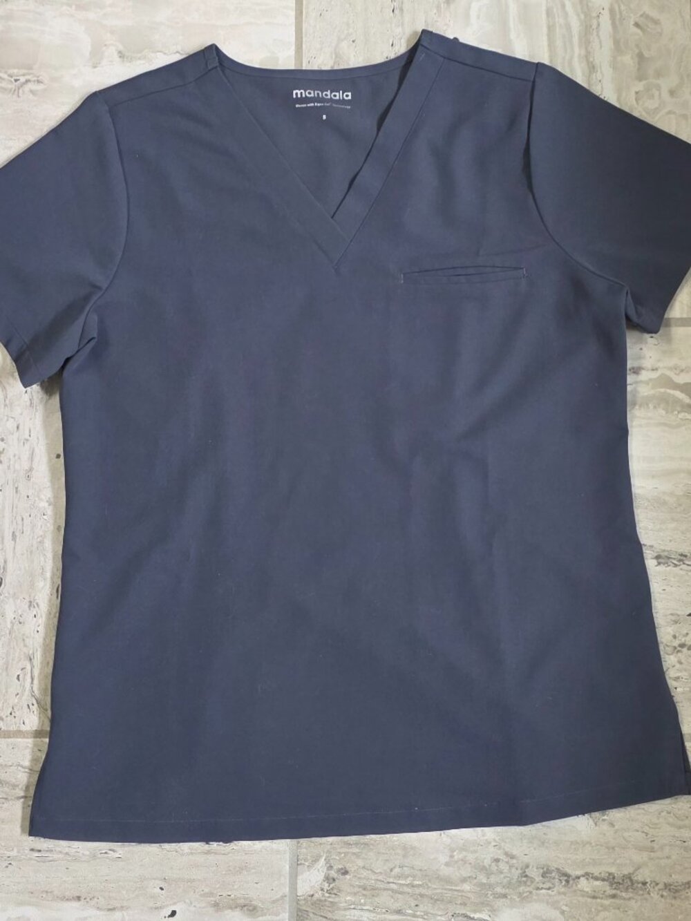 Mandala One Pocket Scrub Top - Pewter